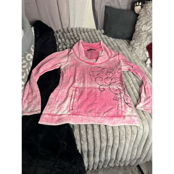 Fox ryders pink shawl collered sweatshirt distressed - Picture 2 of 10